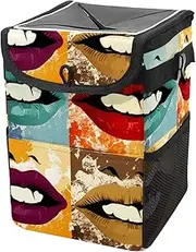 Car Trash Can with Lid and Storage Pockets Leak-Proof Organizer,Multipurpose Trash Bin for Car,Abstract Kiss Modern Lips