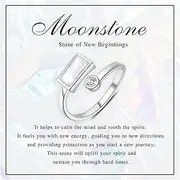 ACJFA New Beginnings Rings- 925 Sterling Silver Authentic Rainbow Moonstone Rings for Women