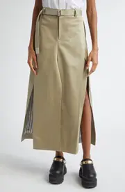 Sacai Belted Cotton Chinos Skirt in Beige at Nordstrom, Size 1