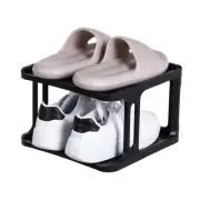 2-Tier Shoe Rack, Stackable Shoe Storage Organizer Shoe Stand Rack (Black)