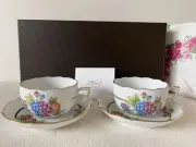 Takashimaya Herend Victoria Gold Tea Cup Saucer 2 Sets