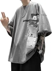 [Aobiono] Men Women Y2K T-Shirts Vintage Tees Grunge Emo Alt Oversized Streetwear Gothic Techwear Cyberpunk 2000s Baggy Unisex