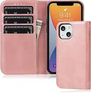 FROLAN for iPhone 13 Mini Wallet Case with Card Holder, Premium PU Leather Credit Slot Flip Folio Book Drop Protection Shockproof Phone Cover for iPhone 13 Mini 5.4 Inch (Rose Gold)
