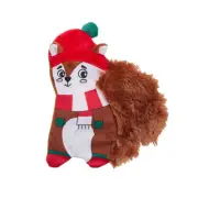 Merry & Bright Flattie Squirrel Squeak Crinkle Dog Toy Plush Festive Christmas