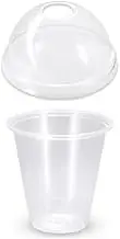 50 X Drinking Cups With Clear Dome Lid - 12Oz / 340Ml PP Clear Cups