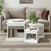 Nesting Table Set of 3, Stackable Tables Side Tables Coffee Tables End Tables Nesting Tables 3 pcs White Engineered Wood