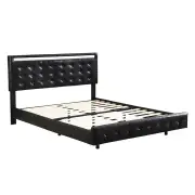 Floating Bed Frame Double with Headboard LED Lights Mattress Base