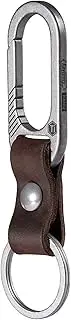 [KeyUnity] KM02 Titanium Belt Clip Carabiner Leather Keychain Holder with Removable Stainless Steel Key Ring