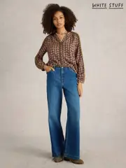 White Stuff Blue Ayla Wide Leg Jeans (AA7939) | $150