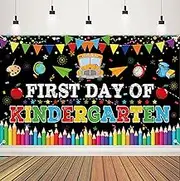 First Day of Kindergarten Banner, First Day of School Party Decorations, Back to School Banner, Welcome to Kindergarten, First Day of Preschool Backdrop, Students Party Classroom Decorations Supplies