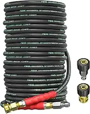 POHIR 3/8" Pressure Washer Hose 150FT 4800psi Kink Resistant High Tensile Wire Braided Power Washer Hose Cold & Hot Water Max 248℉ 2pcs 3/8" Quick Connect to M22 14mm Accessories