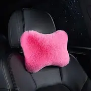 1 Pcs Furry Car Neck Pillow Purple, Car Headrest Pillow Fluffy, Bone Shaped Plushy Faux Fur Neck Pillow for Car Seat Decorative, Comfortable Soft Neck Support Pillow for Car Headrest