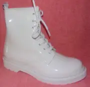 NIB DR. MARTENS 1460 Air Wair Women's White Patent Leather Combat Boots 9 M