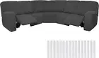 Peryiter 7 Pcs L Shape Sectional Recliner Sofa Covers 5 Seat Sectional Couch