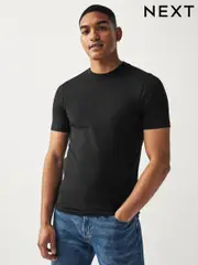 Black Muscle Fit Essential Crew Neck T-Shirt (N38365) | $18