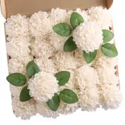 Hydrangea Artificial Flowers Dahlia Fall Decorations 25pcs Cream Yellow Faux ...