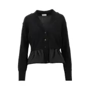 [MONCLER] MONCLER Knitted cardigan with taffetà peplum Woman L L Black