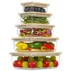 Glass Containers with Bamboo Lids, Meal Prep Glass Food storage Container Set...