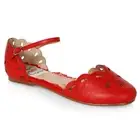 Bettie Page BP100-BETSY Closed Toe Flat Cutout Buckle Closure Red Sandal