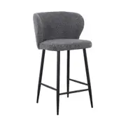 Set of 2 - Perkins 65cm Bar Stool - Anthracite Grey Boucle