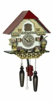 Quartz Cuckoo Clock Black forest house with music TU 4256 QM NEW