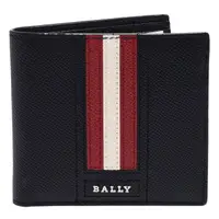 在飛比找momo購物網優惠-【BALLY】經典紅白紅條紋荔枝紋牛皮摺疊包短夾/鑰匙圈禮盒