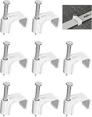 Jadaol Cable Clips 100Pcs 8mm Nail in Clips for Flat Ethernet Cables Wall Clips Cable Tacks Electrical Wire TV Cable Speaker Wire Coax Clips Cable Nails for Cords Cat5/Cat5e/Cat6/Cat7 RJ45 Cord Clips