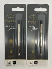 2 X Parker Quink Flow Ballpoint Refill Medium BLACK 1952272