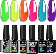 Croitout UV Nail Polish Set, 6 Colours, Night Glow Gel Nail Polish Set, Luminous UV Nail Polish, Gel Nail Polish, Shellac Set, Gel Nail Polish Kit, 6 x 7.3 ml