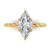 2.2 MQ Rope Knot Clear Bridal Anniversary Engagement Ring Real 14k yellow Gold