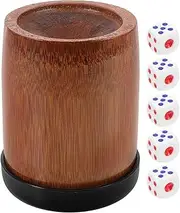 BCOATH Portable Travel Dice Cup Lid Bamboo Dice Shaker Set for Bar Party Games