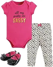 [HUDSON BABY] Unisex Baby Cotton Bodysuit, Pant and Shoe Set, Sassy Pants, 3-6 Months