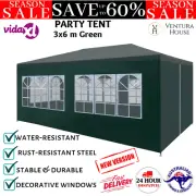 Wedding Party Tent Outdoor Gazebo Side Panels Steel Frame Sunshade Marquee 3x6m