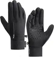 [Generic] Men Winter Waterproof Gloves Touchscreen Pocket Anti-Slip Fleece Thermal Sport Gloves Black Large