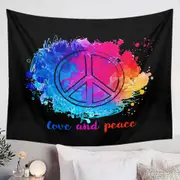 Reddish Blue Love and Peace Tapestry