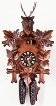Cuckoo Clock 5 Leaves, head of a deer 1.0103.01.C NEW