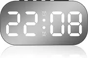 blackonvlm Digital Alarm Clock Mirror,Digital Alarm Clock for Bedroom, 3 Level Dimmable Digital Clock,USB and Type-C Charging Ports for Home Bedside (Green)