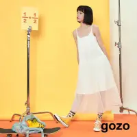 在飛比找momo購物網優惠-【gozo】點點網紗長洋裝(兩色)