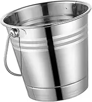 1Pc Portable Stainless Steel Ice Bucket Stylish Ice Storage Cooler for Parties Restaurants and Bars for Wine and Beer and Convenient with Carry