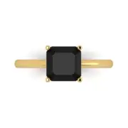 2.0Ct Asscher Cut Natural Onyx Solid 14K/18K Gold Solitaire Engagement Ring