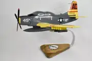 VA-35 Black Panthers AD-5 Skyraider Model, Navy, 1/33 Scale Model, Mahogany