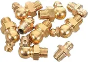 ELAYARD 9pcs Copper Grease Fittings Kit Threaded Nipples Straight Angled Durable Wear Resistant Automotive Replacement Accessories for Cars Excavators