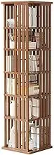 360 Rotating Bookshelf Bamboo Storage Display Rack Shelving in Dark Wood