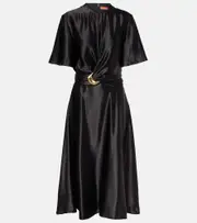 [Altuzarra] Altuzarra Honey belted silk satin midi dress AU 6 black