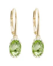 14K Diamond .05 ct. & 2.86 ct. Peridot Earrings