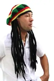 Knitted Hat With Rasta Dreadlocks Rastafari Reggae Jamaica Rasta Look Hat Jah