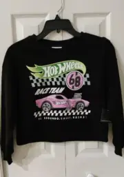 Hot Wheels Girls Grayson Social Black Crop Sweater Size Medium 7/8 NWT