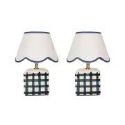 Set Of 2 Amos Ceramic Base Fabric Shade Table Light Lamp Blue