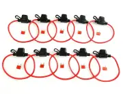 10) 14GA. ATM/ATC MINI BLADE IN-LINE FUSE HOLDER 100% OXYGEN FREE COPPER + 10AMP
