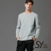 在飛比找momo購物網優惠-【SKY YARD】棉質素面拼接衛衣長袖大學T(灰色)
